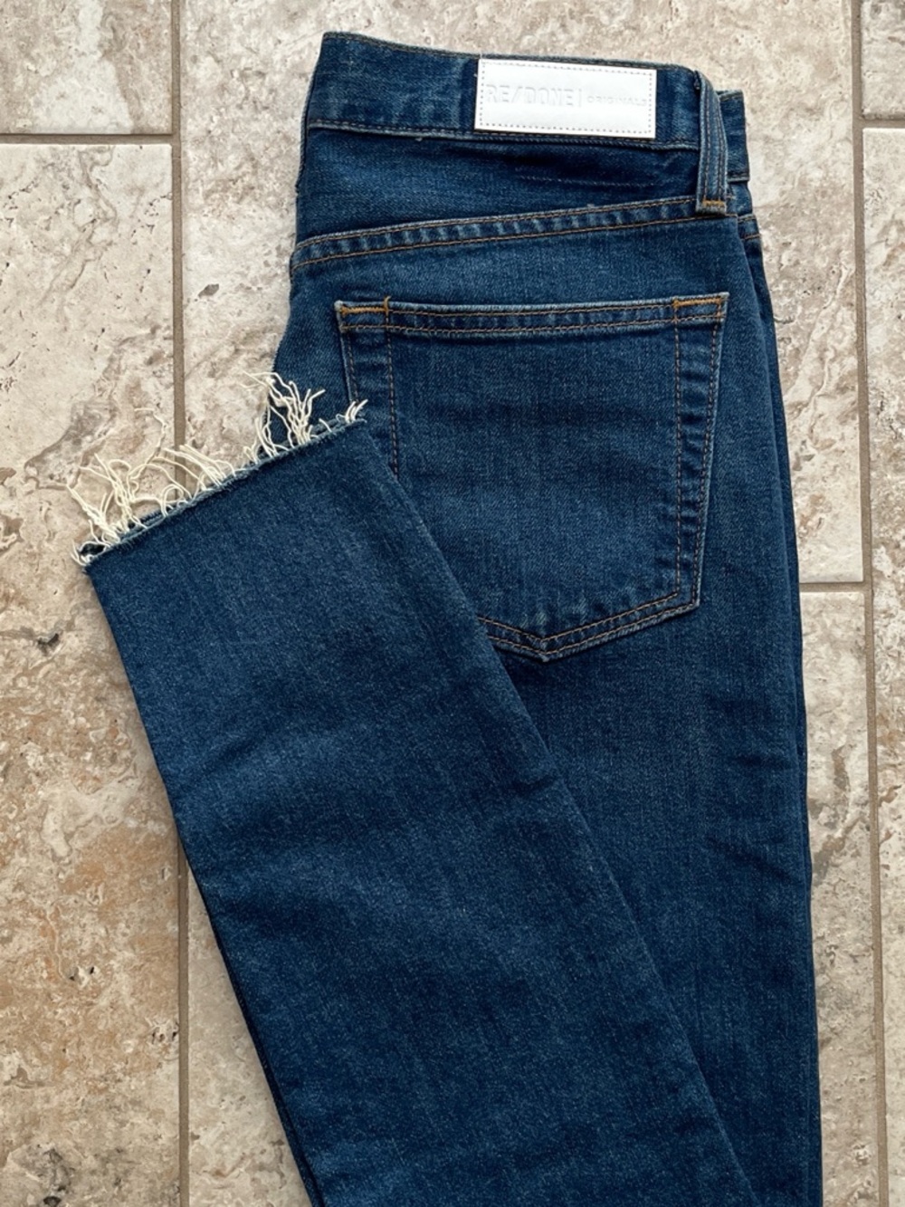 Re/Done Originals High‑Rise Ankle Crop Stretch Jeans Women’s 28 - Blue Denim